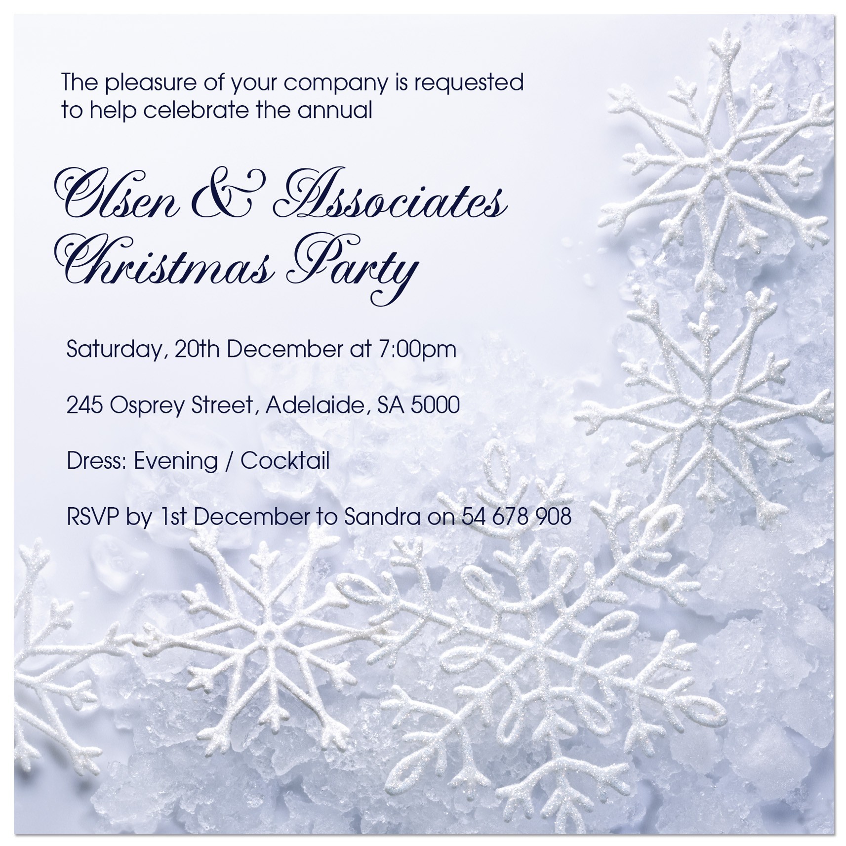 Snow Crystal Christmas Invitations