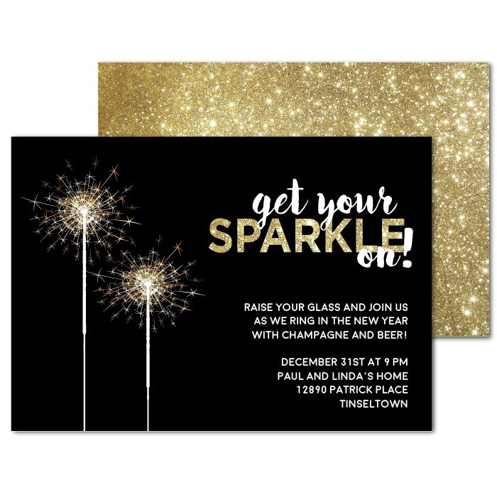 Sparklers New Years Invitations