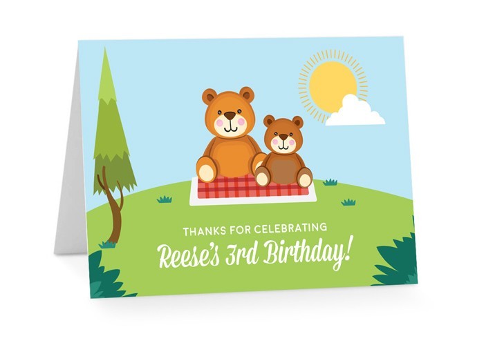 Teddy Bear Picnic Birthday Thank You Cards