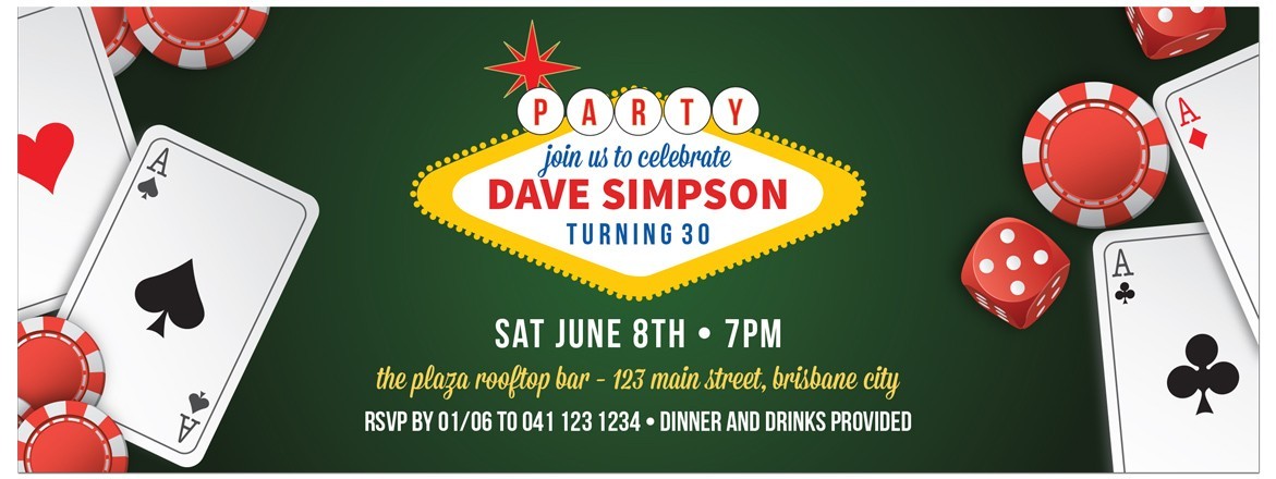 Ticket To Vegas Birthday Invitations