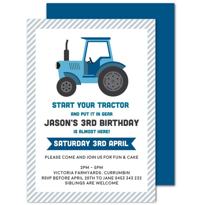 Tractor Party Birthday Invitations