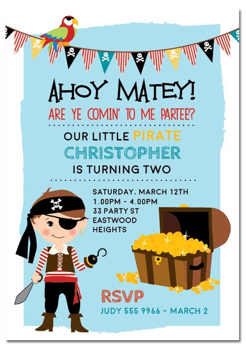 Treasure Party Birthday Invitations