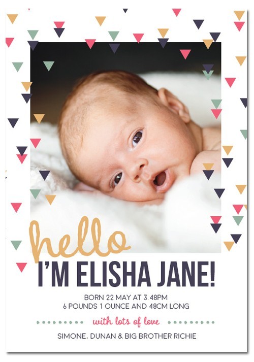 Triangular Baby Announcement Cards