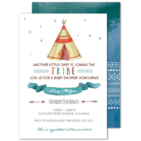 Tribal Hut Baby Shower Invitations