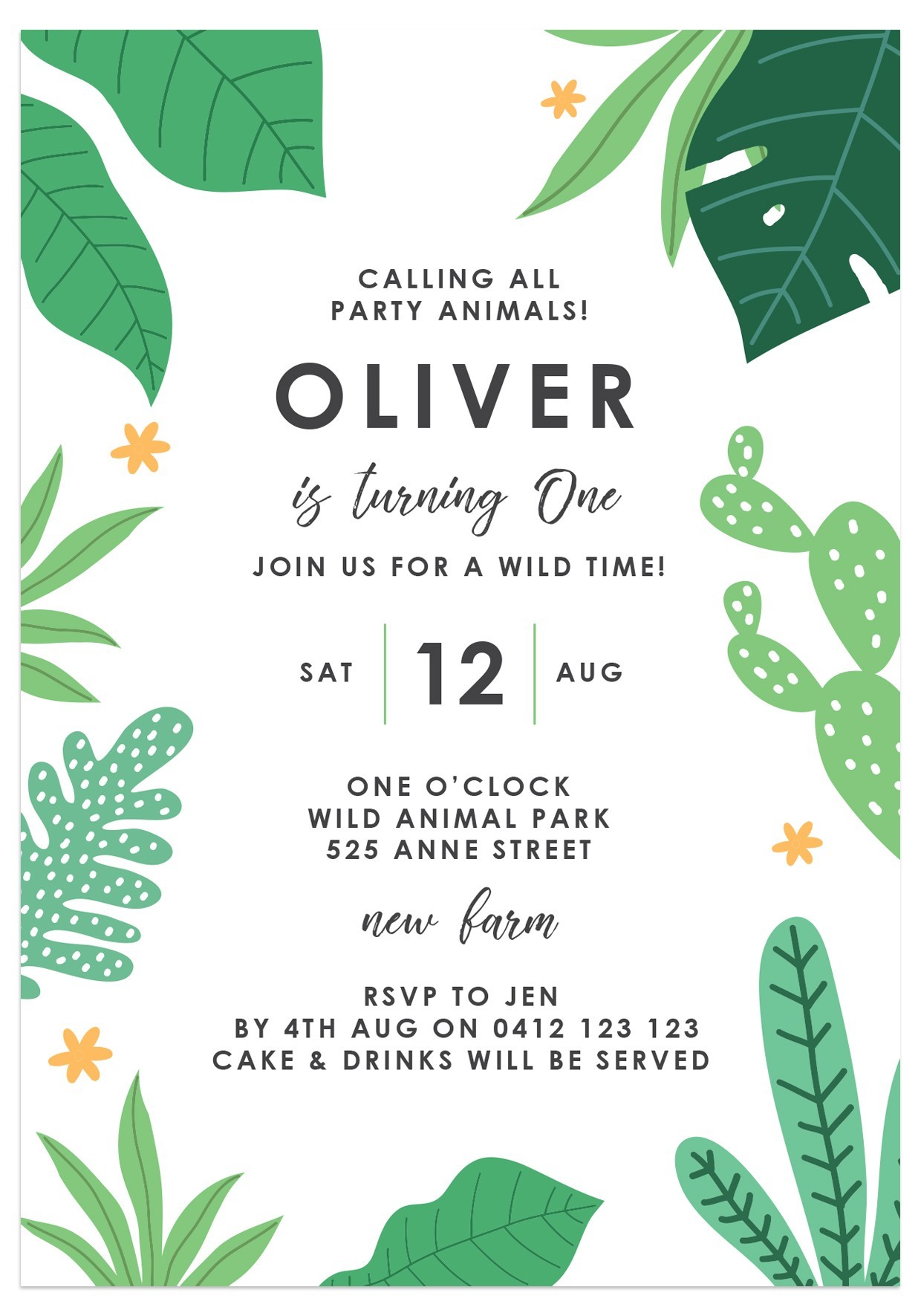 Tropicana Birthday Invitations