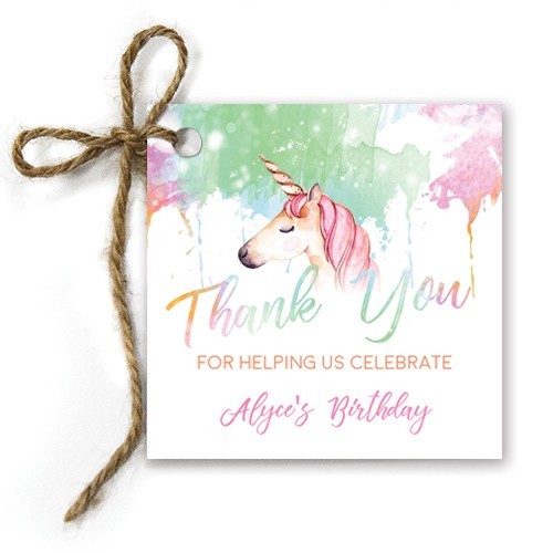 Unicorn Drizzle Birthday Gift Tags