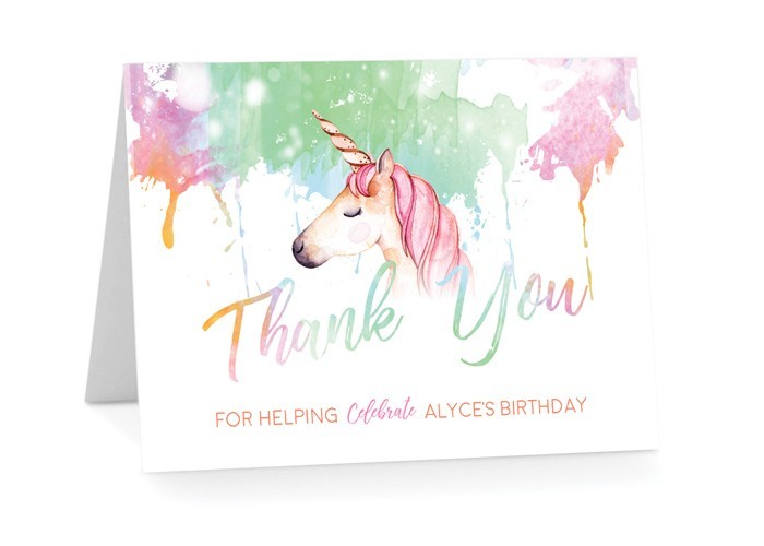 Unicorn Drizzle Birthday Thank You Cards