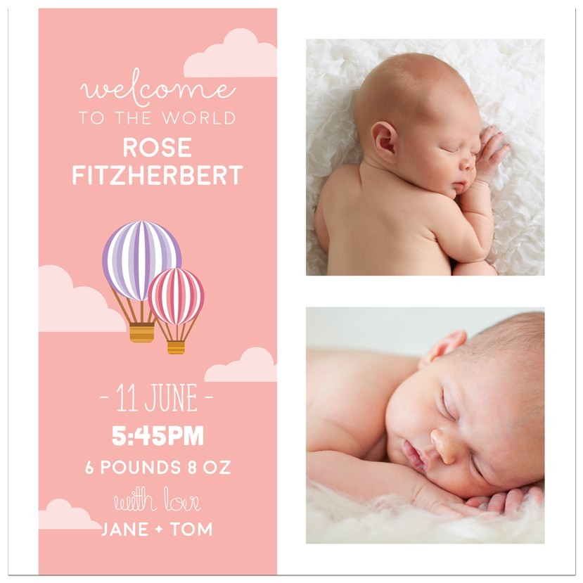 Up, Up and Away Birth Announcement