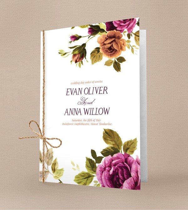 Vintage Floral Order Of Service Booklet Covers