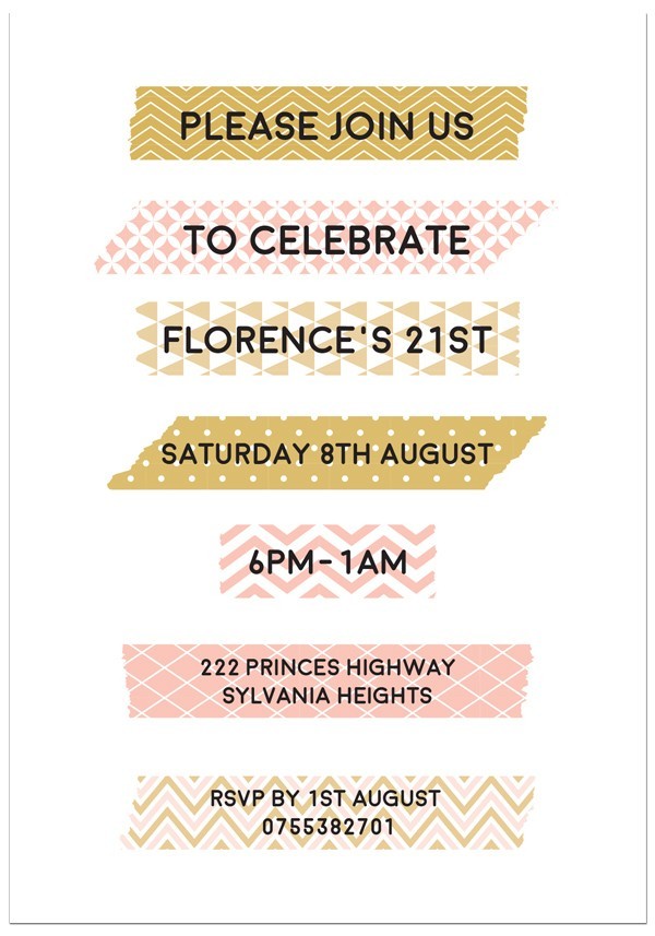Washi Tape Birthday Invitations