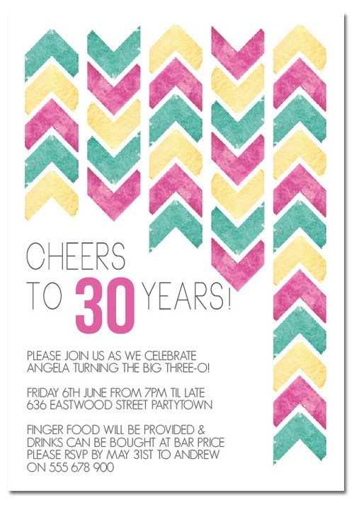 Watered Arrows Birthday Invitations