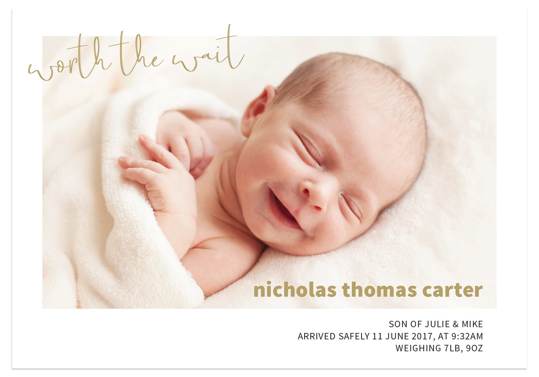 Worth The Wait Birth Announcement Cards