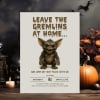 Adults only Halloween invitation styled with pumpkins, skulls and candles