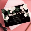 Black Floral 21st Birthday Invitations