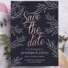 Blue and Rose Gold Printed Save The Date Cards