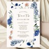 Blue Floral Baby Shower Invitations