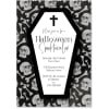 Bones and Casket Invitations, a coffin framed by skulls and crossbones