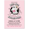 Boojee Halloween Invitations, a cheeky ghost with a cocktail and a pink handbag