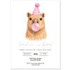 Cute capybara girls birthday party invitation printed in pink watercolour