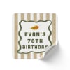 Cheers Beers Birthday Sticker with stripes and a wavy green frame