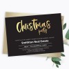 Black And Gold Christmas Party Invitations