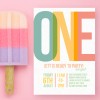 Colourful One First Birthday Invitations