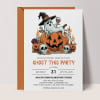 Don't Ghost Halloween invitations styled with an orange envelope