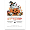 Don't Ghost Halloween Invitations, a wine-sipping ghost on a jack-o-lantern with skulls and candles