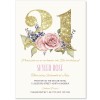 Floral Glitter 21st Birthday Invitations