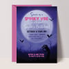 Full Moon Halloween invitations styled with a hot pink envelope