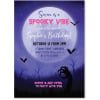 Full Moon Halloween Invitations, a watercolour moon with bats and a creeping hand