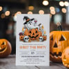 Ghost and pumpkin Halloween invitation styled with jack-o-lanterns and fairy lights
