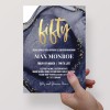 Gold and Blue Elegant 50th Birthday Invitations