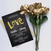 Gold and Black Engagement Invitations