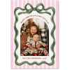 Merry Little Christmas Photo Cards, your photo in a candy-stripe frame with a watercolour bow