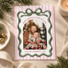 Merry Little Christmas Photo Cards styled with candle, bells and Christmas greenery