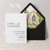 Minimalist Printed Wedding Invitations with Black Envelopes
