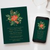 Modern Green Flourish Christmas Invitations