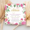 Pink Hand painted Floral Engagement Invitations