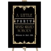 Gatsby Ball Birthday Party Welcome Sign with an Art Deco frame on a timber easel
