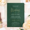 Romantic Green and Gold Wedding Invitations