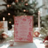 Whimsical Christmas Menus with gold baubles and snowflakes