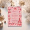Whimsical Christmas Menus in a frame on a Christmas dinner table