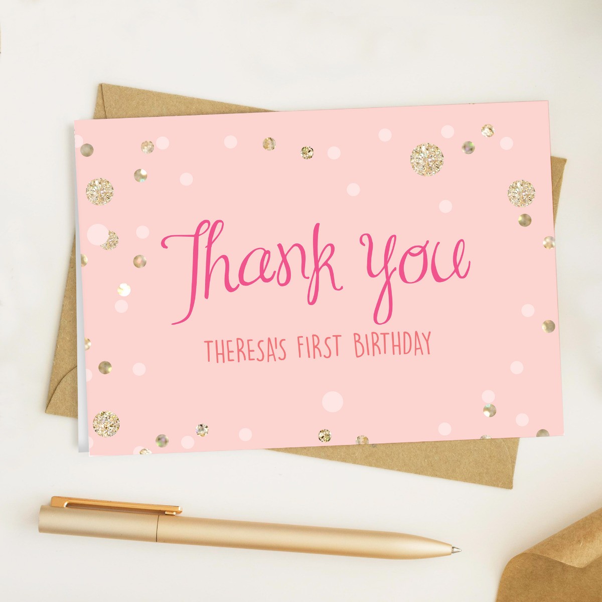 First Birthday Thank You Card From