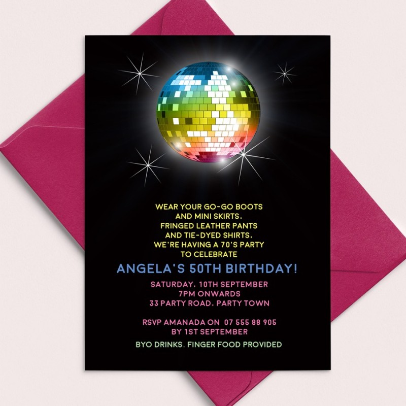 70's Birthday Invitations