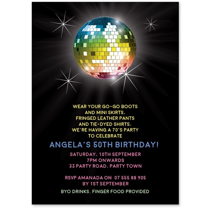 70's Birthday Invitations