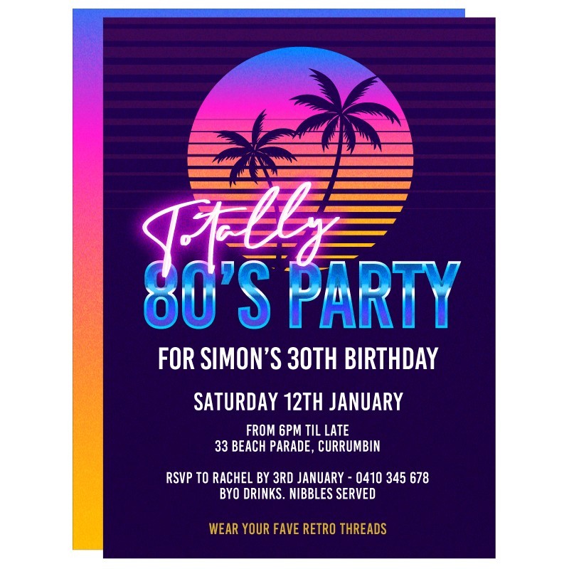 80's Birthday Invitations