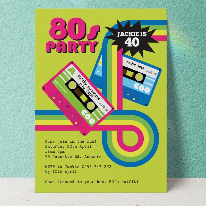 Totally 80's Birthday Invitations