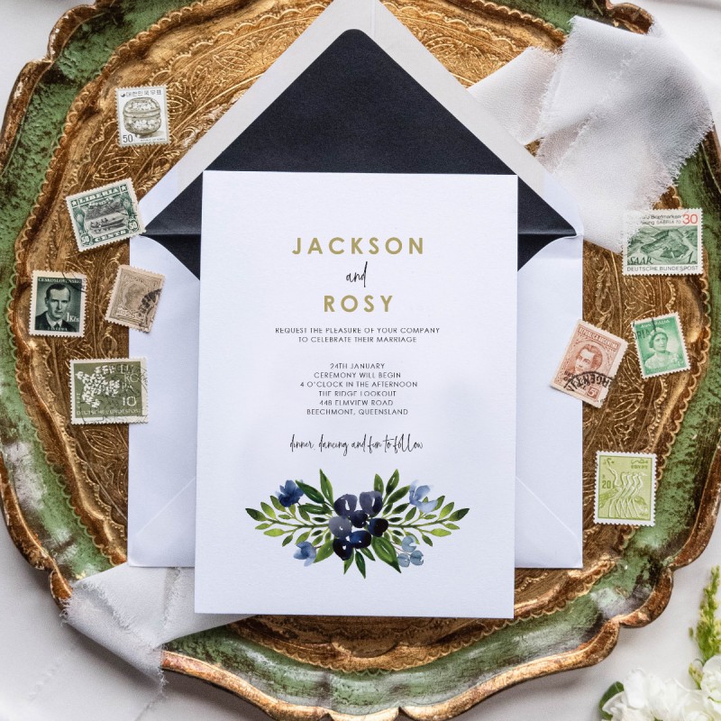 A Touch of Blue Wedding Invitations