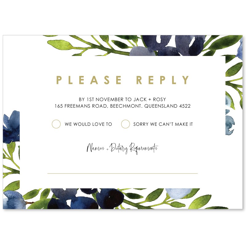 A Touch of Blue Wedding Response Card